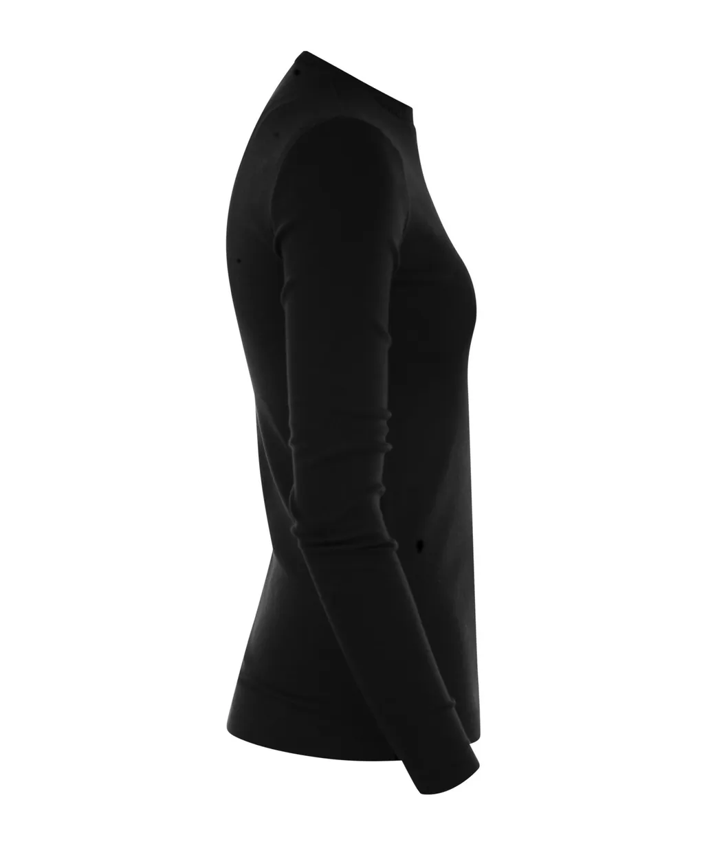 Long Sleeved Crewneck Ribbed T-Shirt
