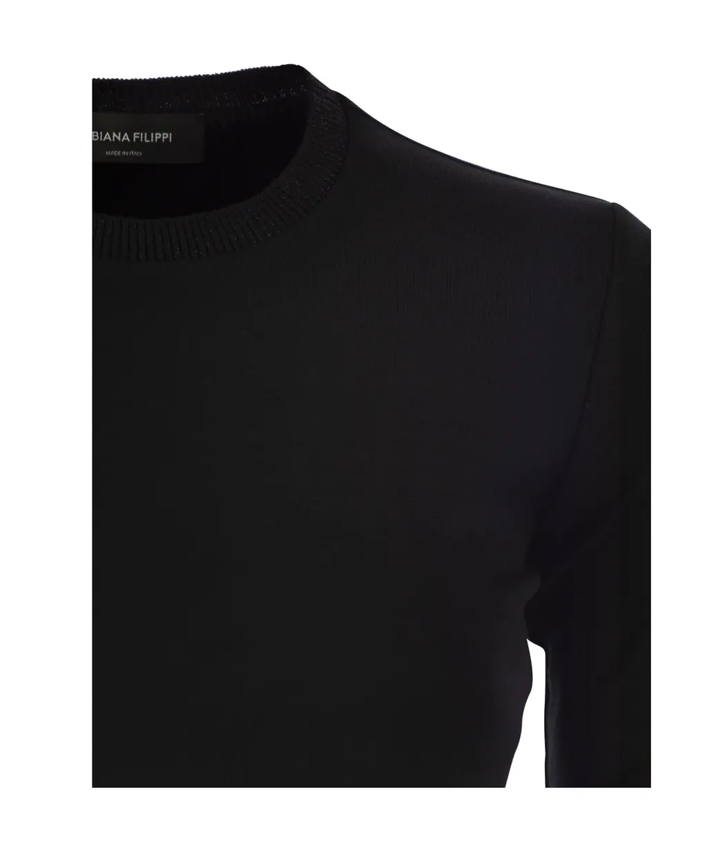Long Sleeved Crewneck Ribbed T-Shirt