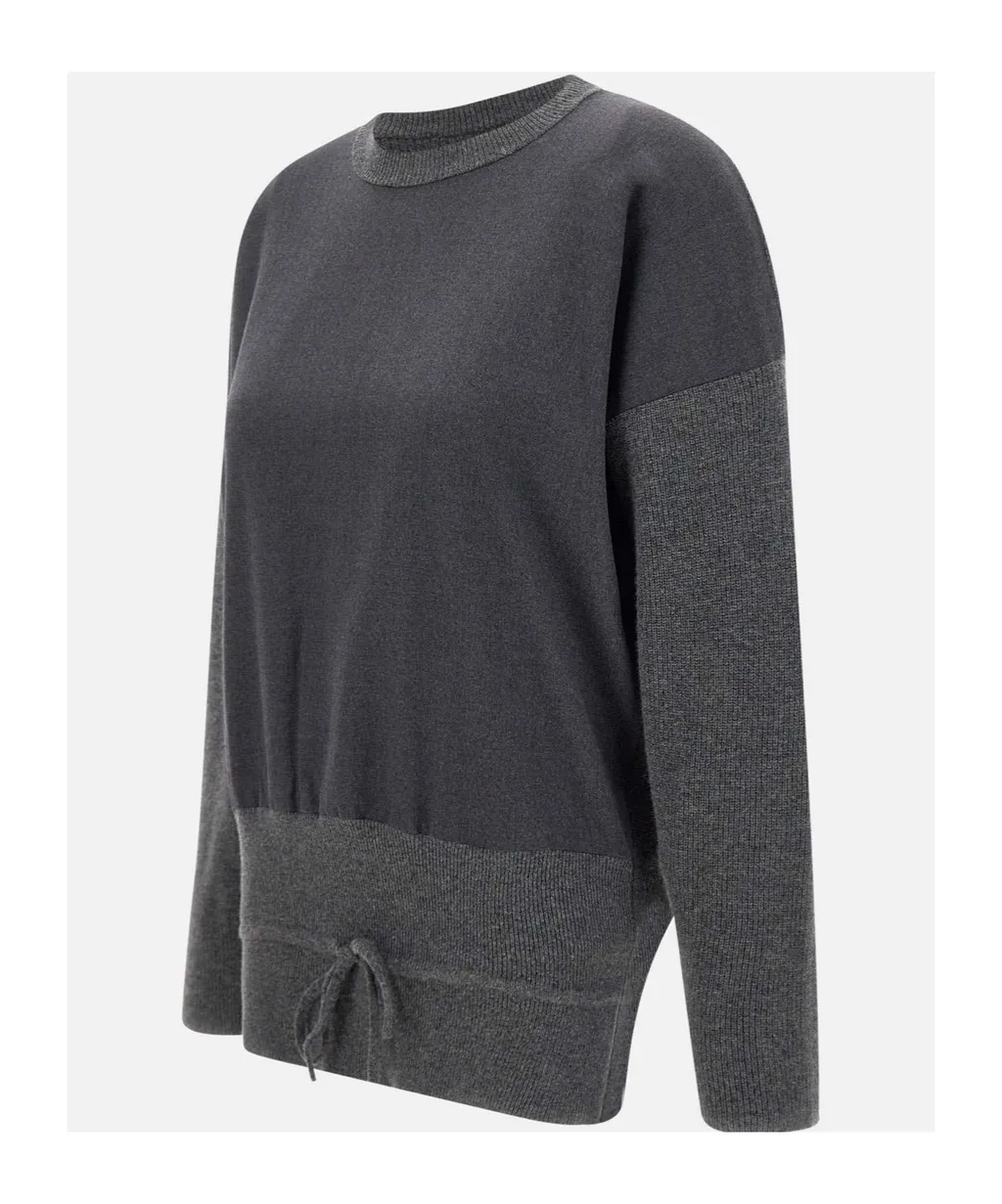 Drawstring Waist Crewneck Jumper