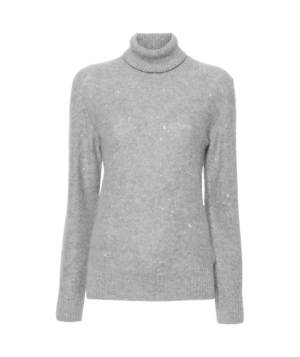 Sequin Embellished Turtleneck Jumper