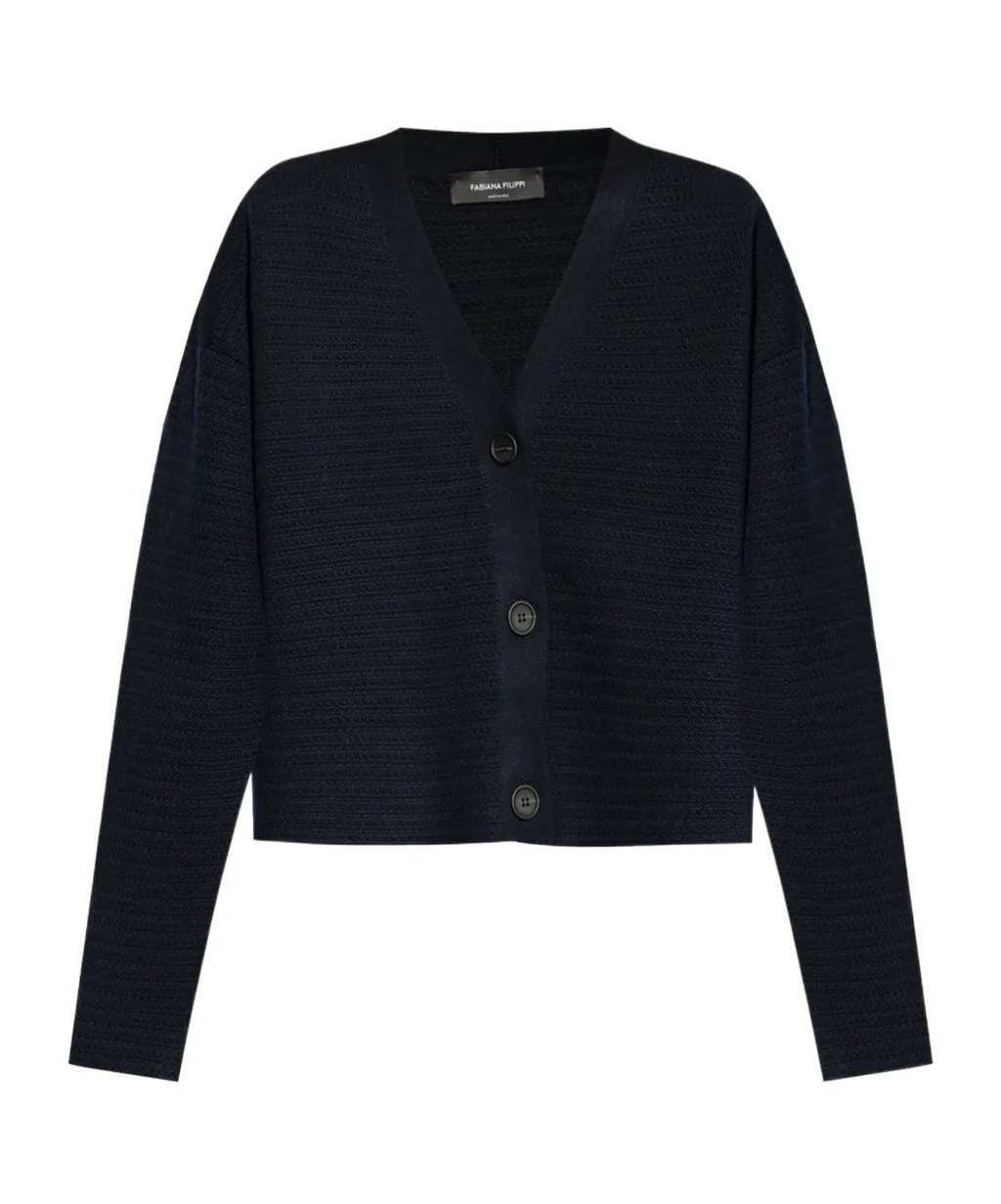 V-Neck Buttoned Knitted Cardigan