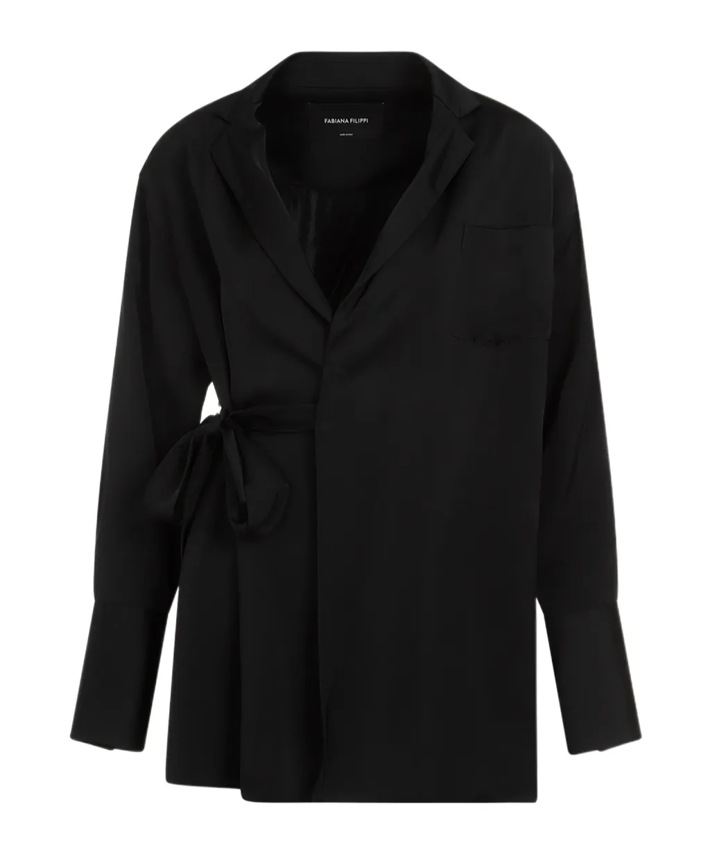 Wrap Around Satin Blazer