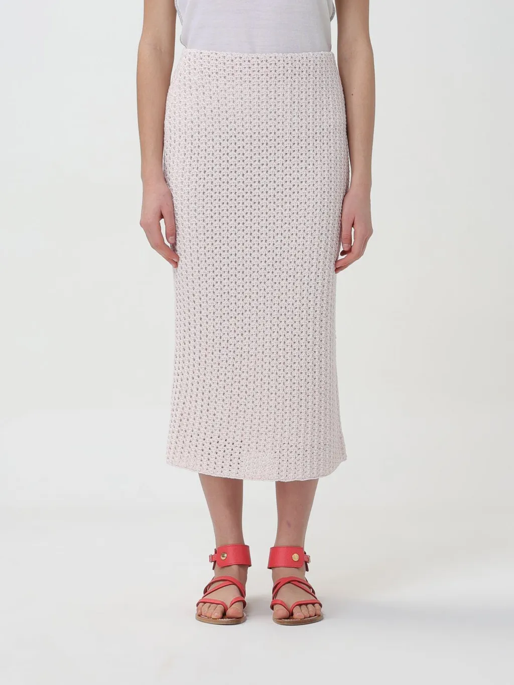 Open-Knit Midi Skirt