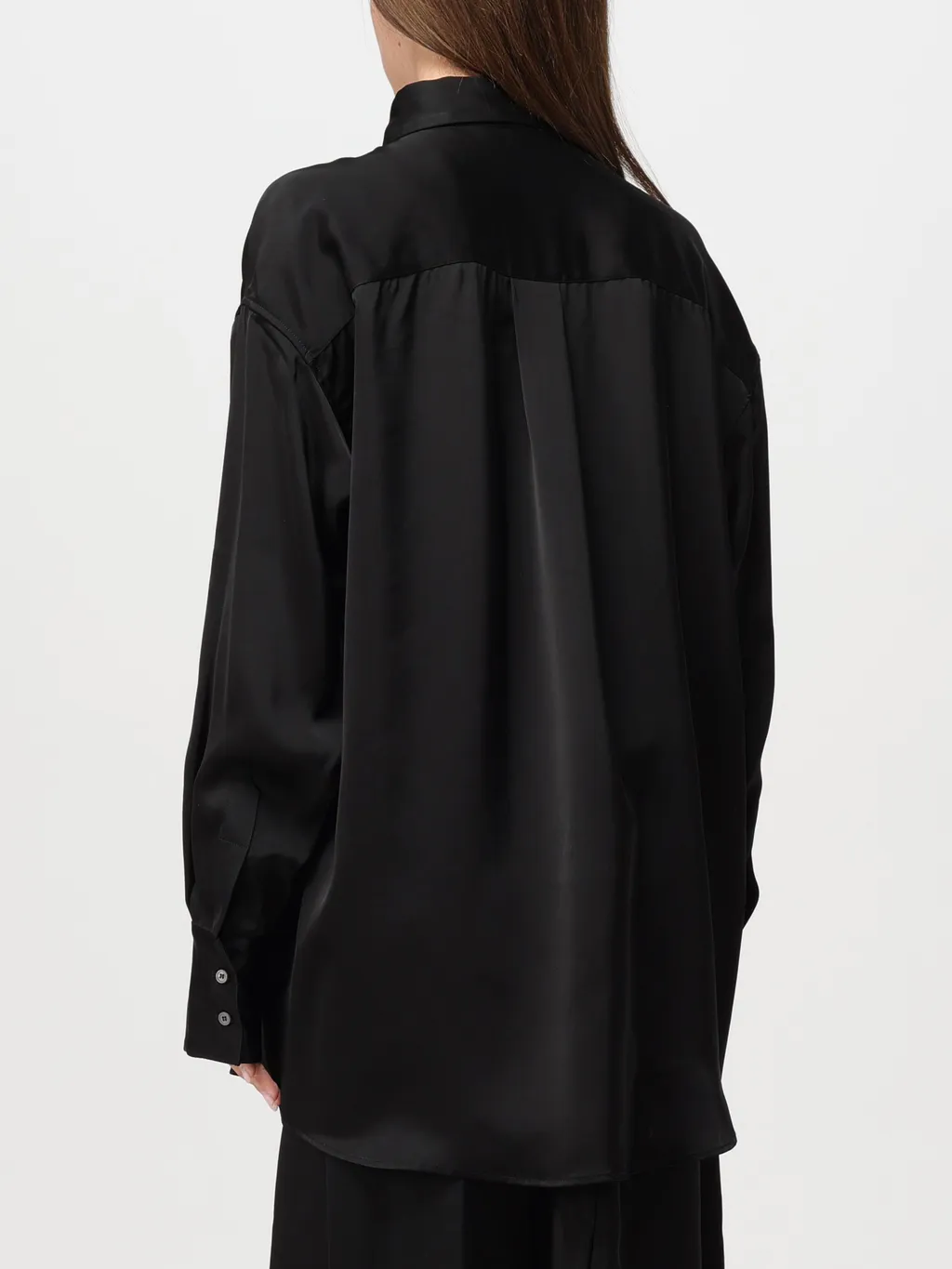Drop-Shoulder Satin Elongated Shirt