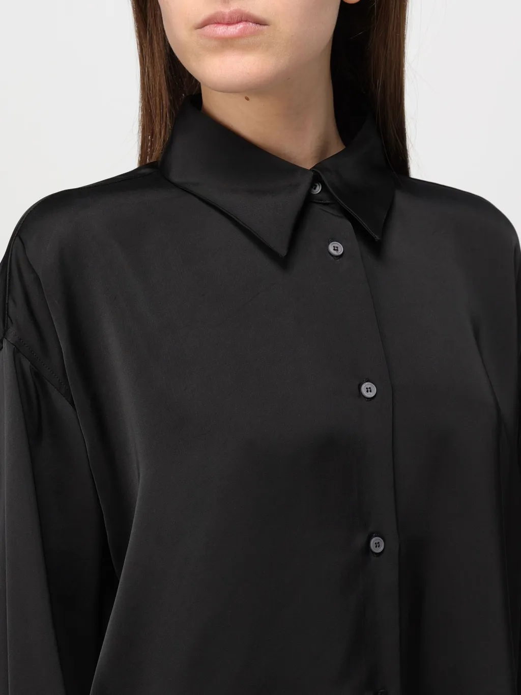 Drop-Shoulder Satin Elongated Shirt