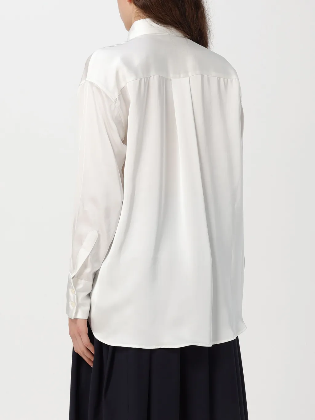 Drop-Shoulder Satin Elongated Shirt