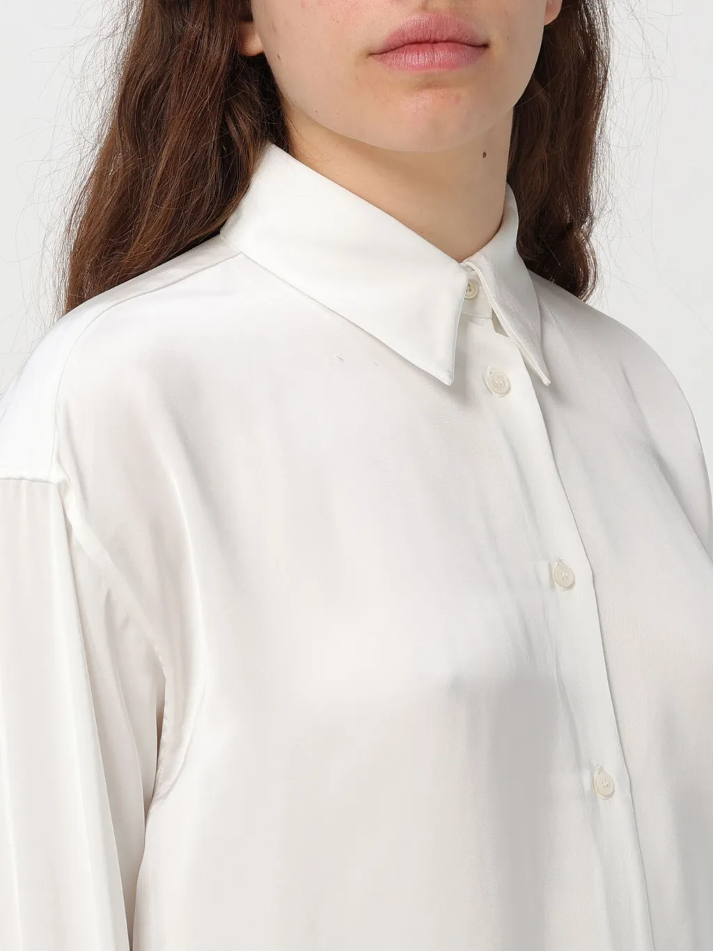 Drop-Shoulder Satin Elongated Shirt