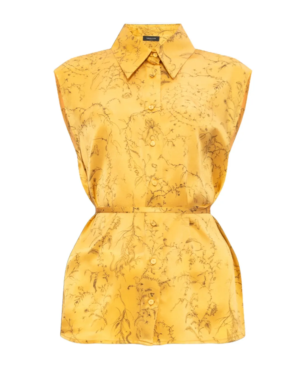 Floral-Print Silk Top