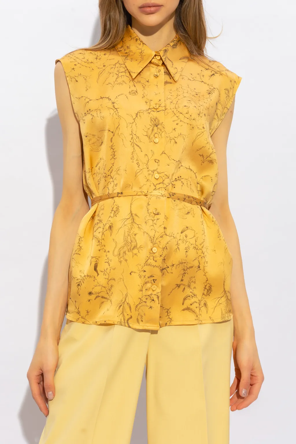 Floral-Print Silk Top