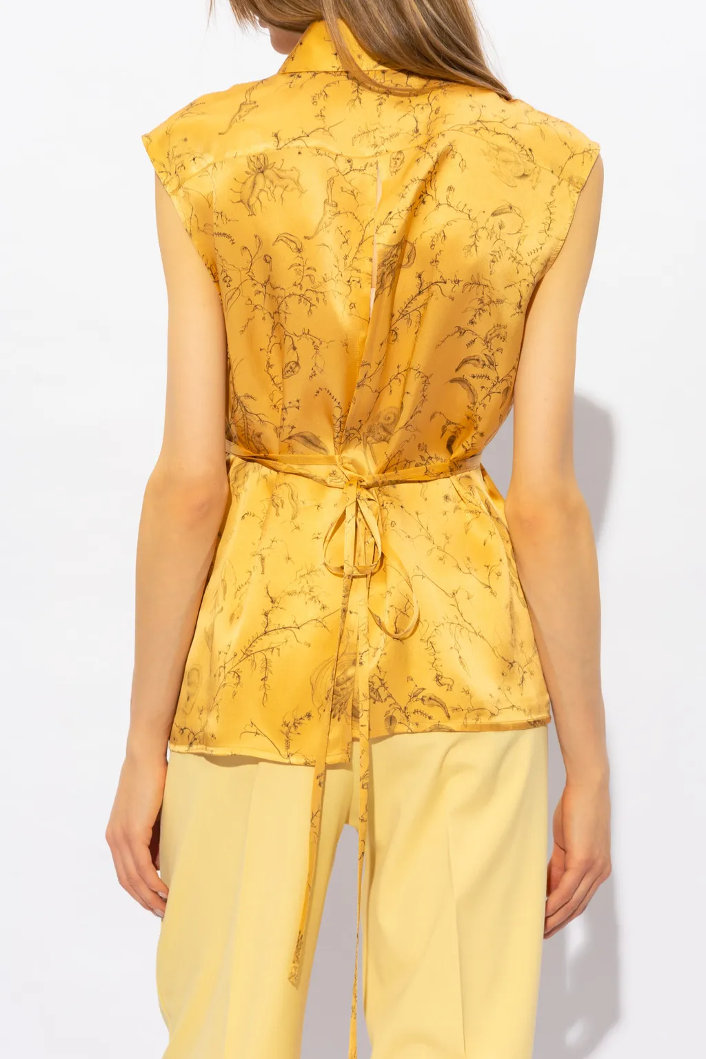 Floral-Print Silk Top