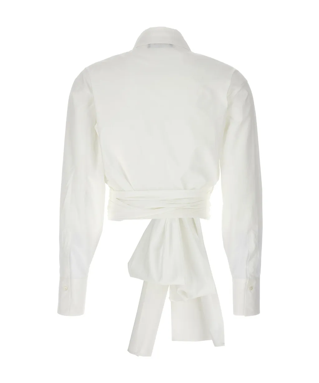 Wrap-Designed Long-Sleeved Shirt