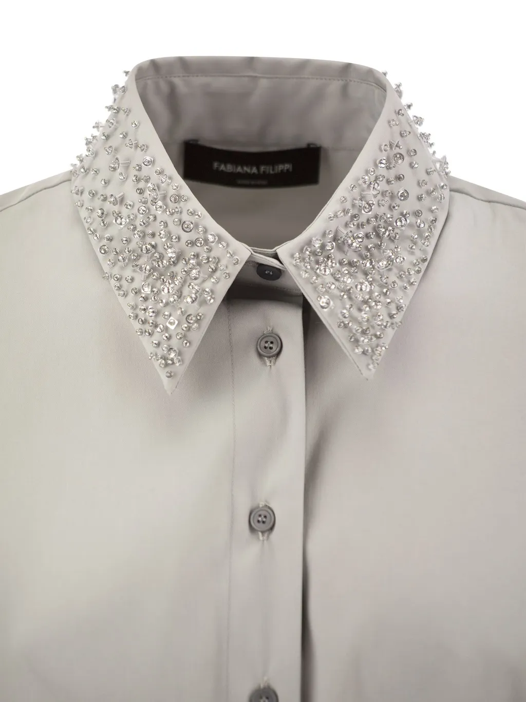 Bead-Embellished Poplin Blouse