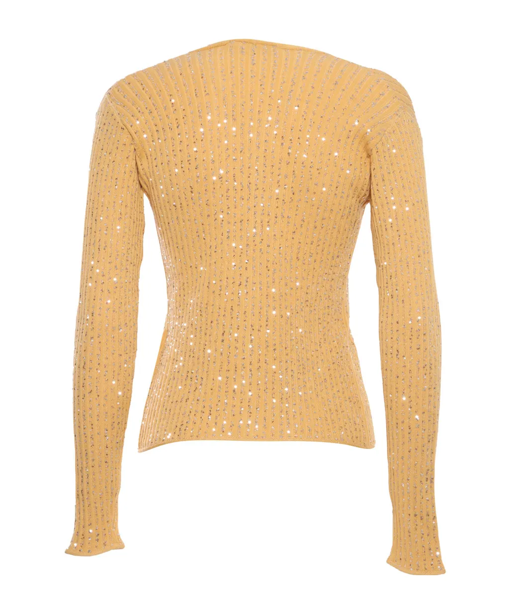 Sequin-Embellished Button-Up Cardigan