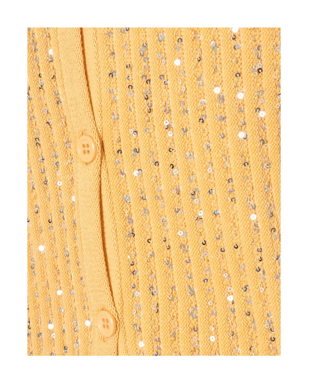 Sequin-Embellished Button-Up Cardigan