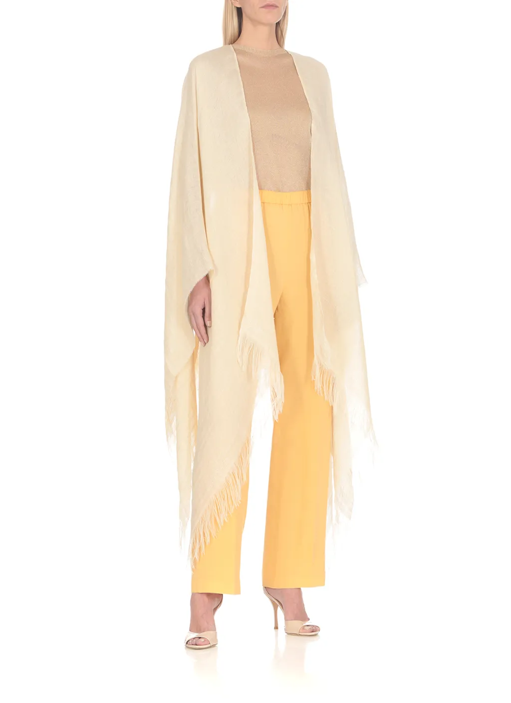 Elasticated Waistband Straight Crepe Trousers