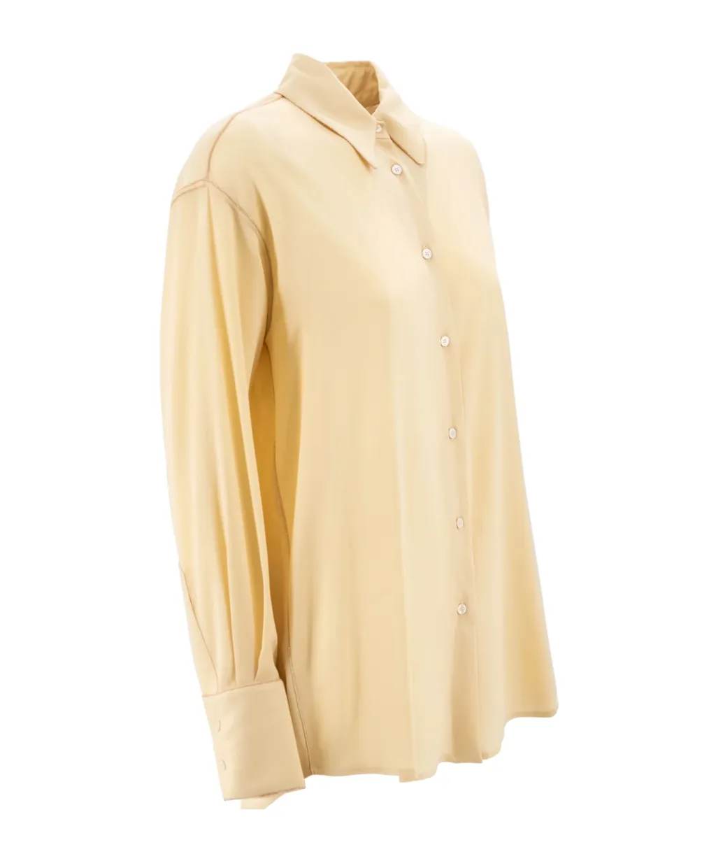 Drop-Shoulder Button-Up Crepe Shirt