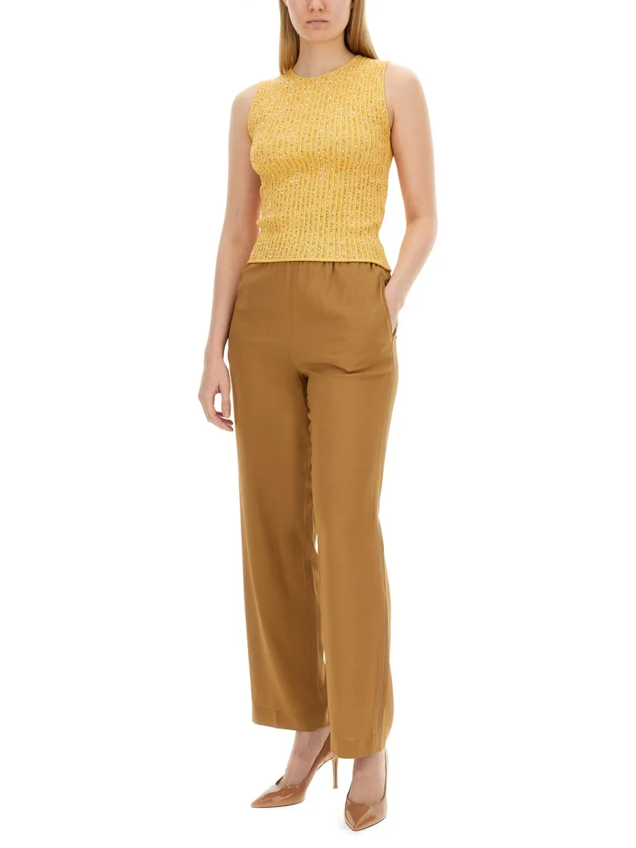 Sequin-Embellished Ribbed-Knit Tank Top