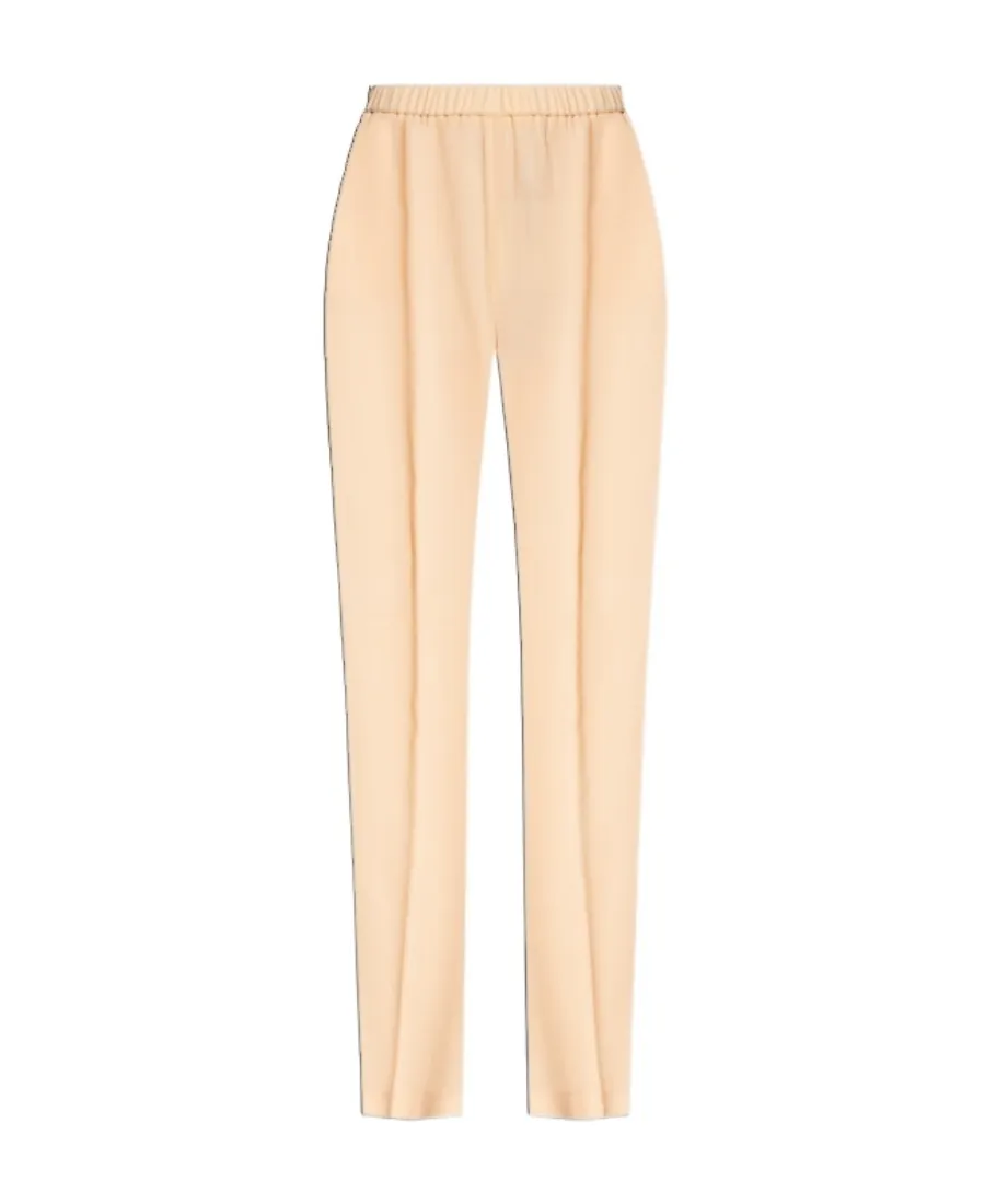 Elasticated Waistband Straight Crepe Trousers
