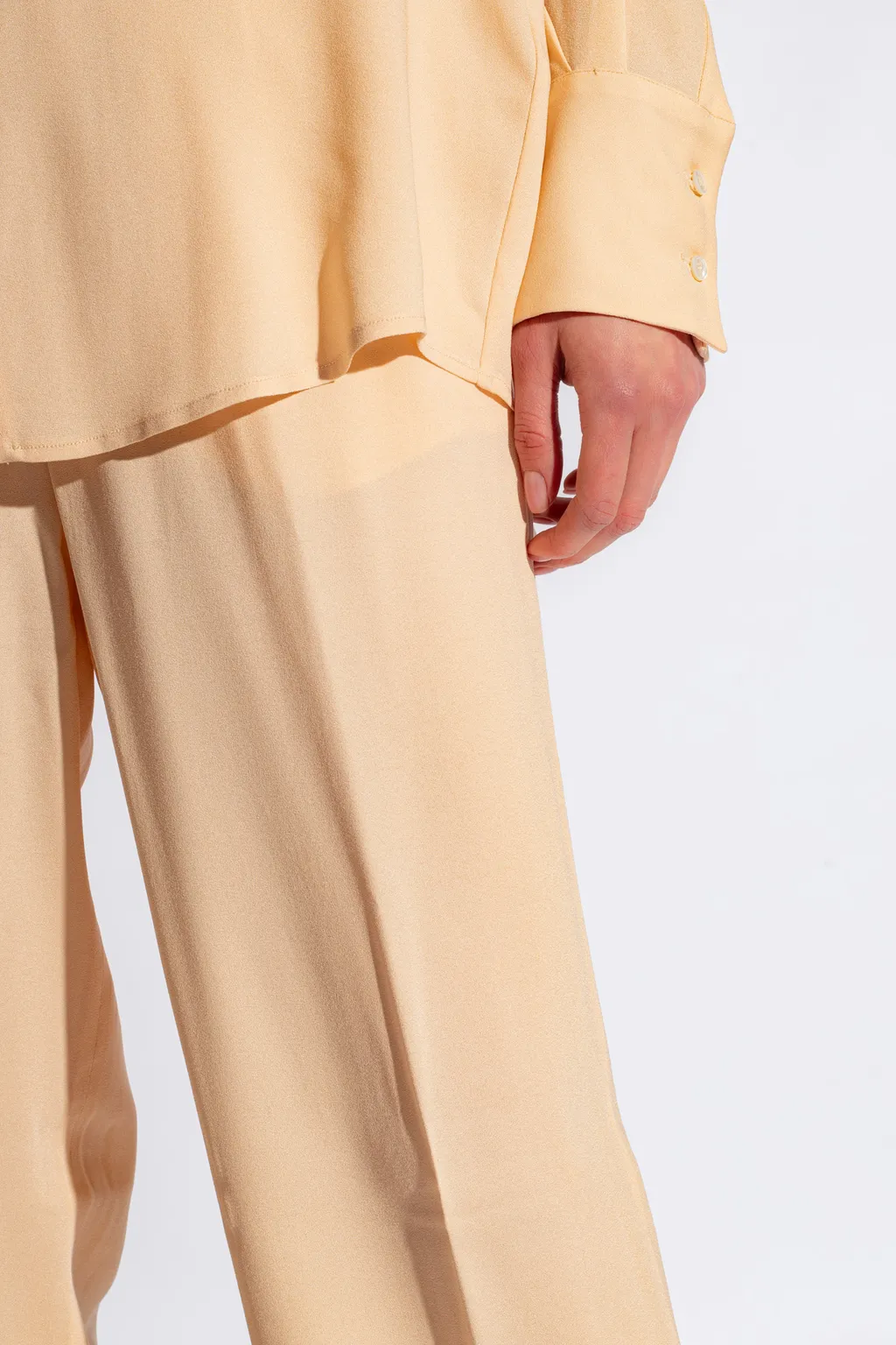 Elasticated Waistband Straight Crepe Trousers