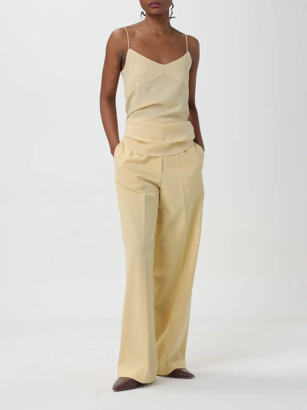 Stretched Straight-Leg Trousers