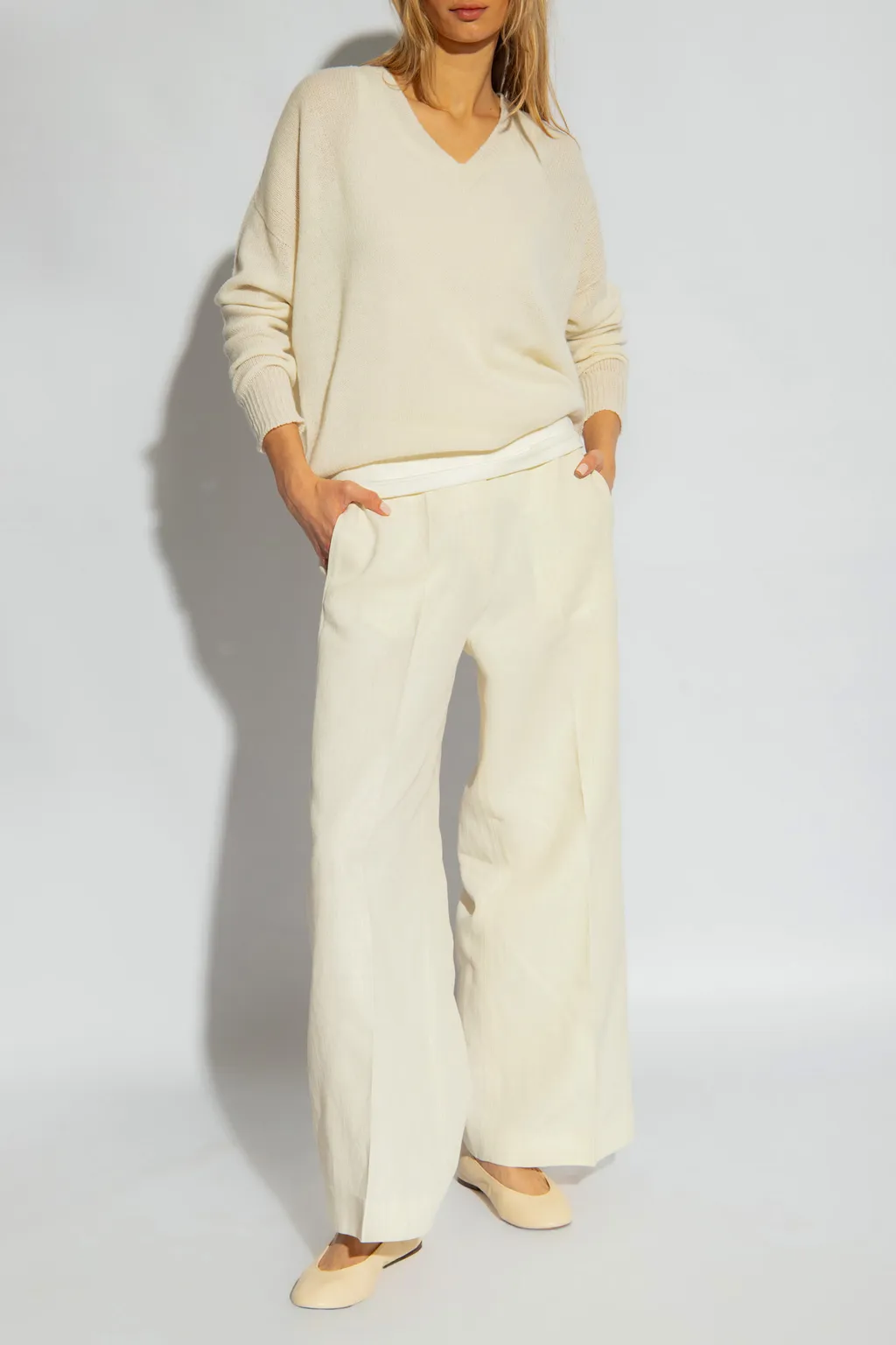 V-Neck Drop Shoulder Jumper