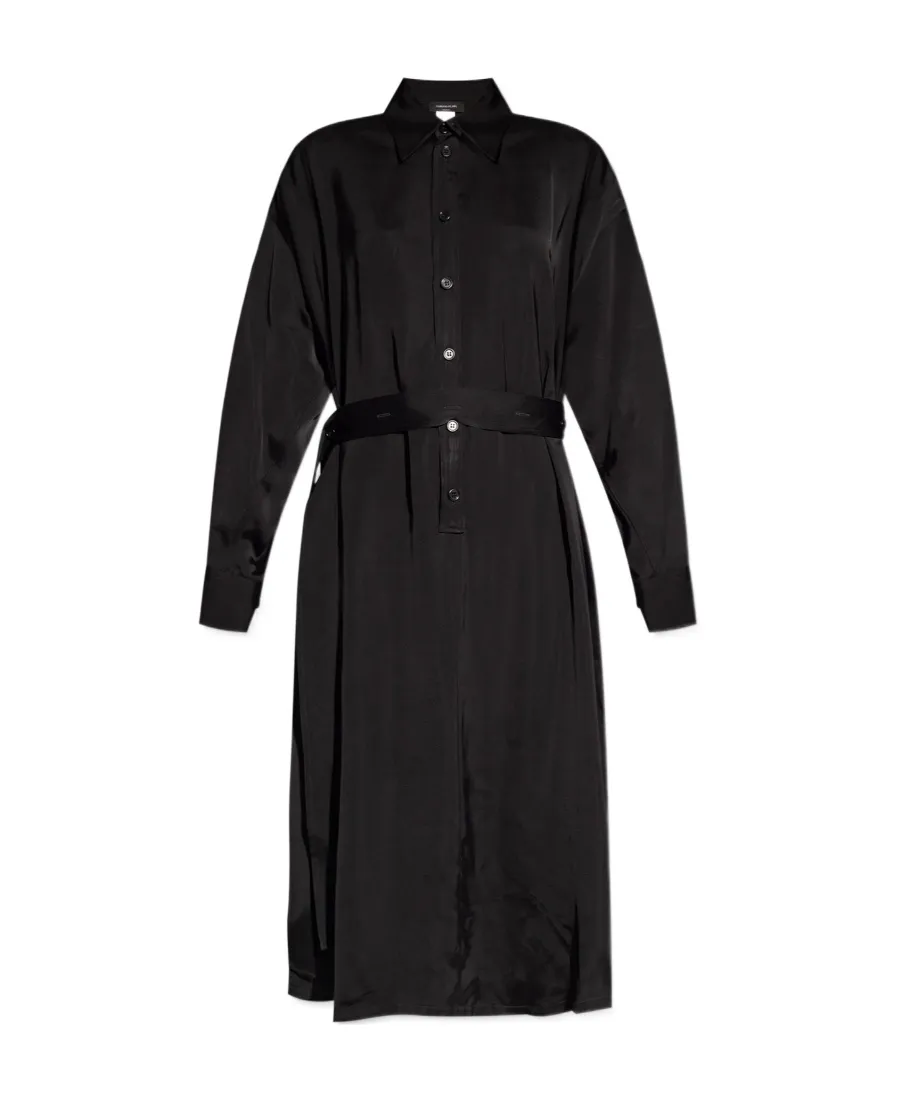 Belted Satin Shirtdress