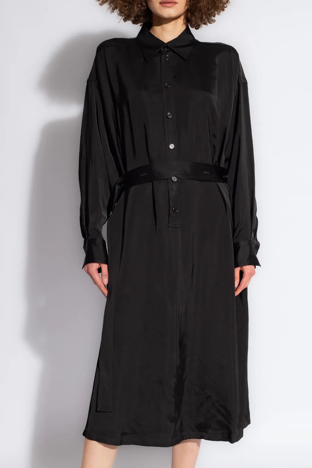Belted Satin Shirtdress