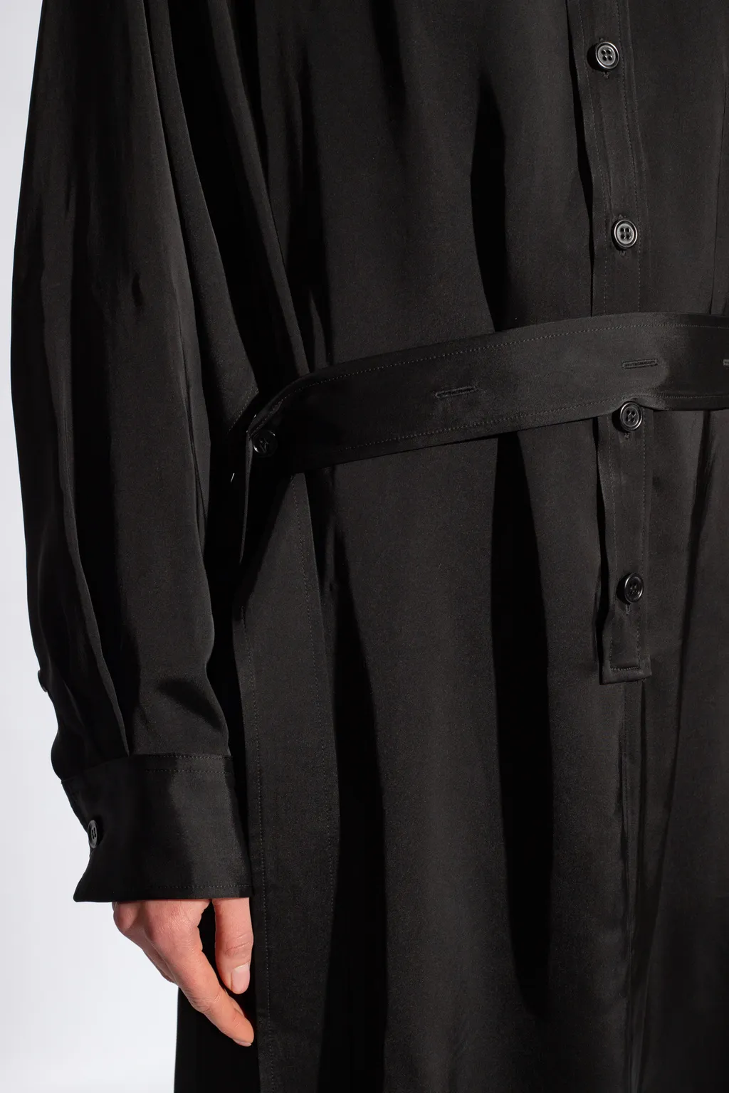 Belted Satin Shirtdress