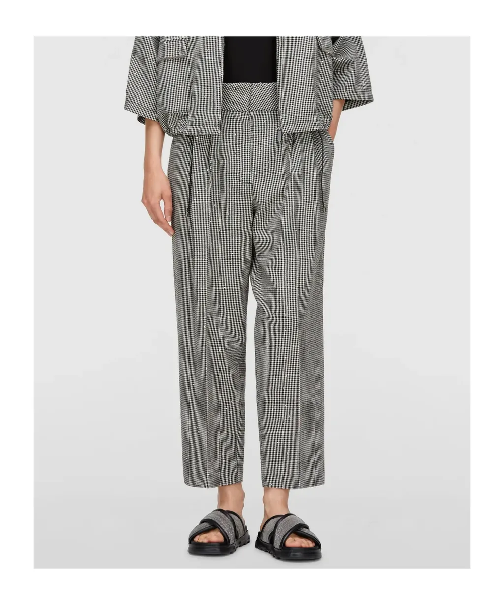 Tapered-Leg Checked Trousers