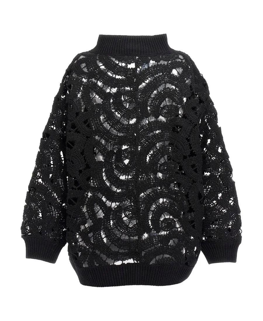 Hollowed-Out Long-Sleeved Sweater