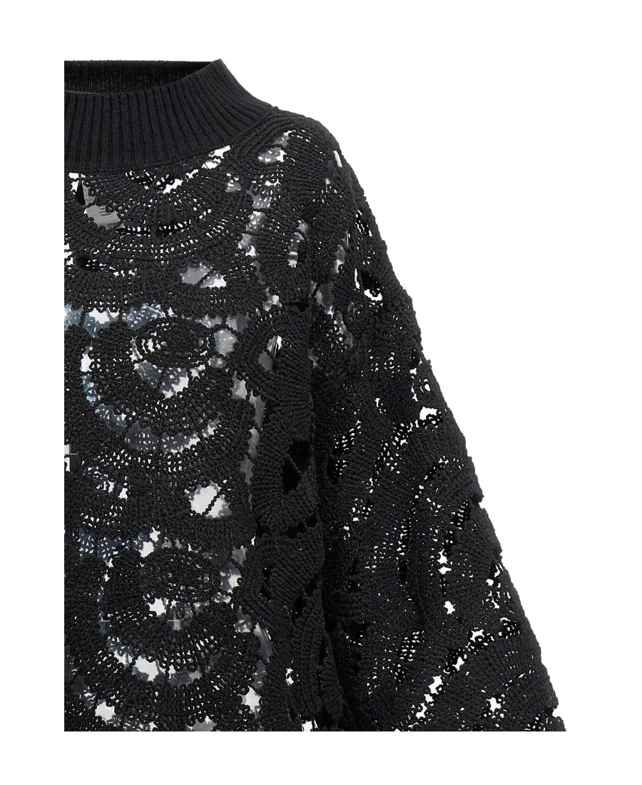 Hollowed-Out Long-Sleeved Sweater