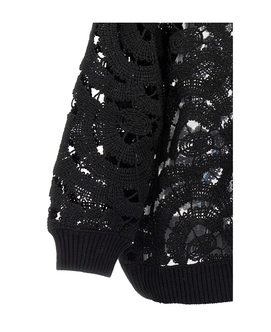 Hollowed-Out Long-Sleeved Sweater