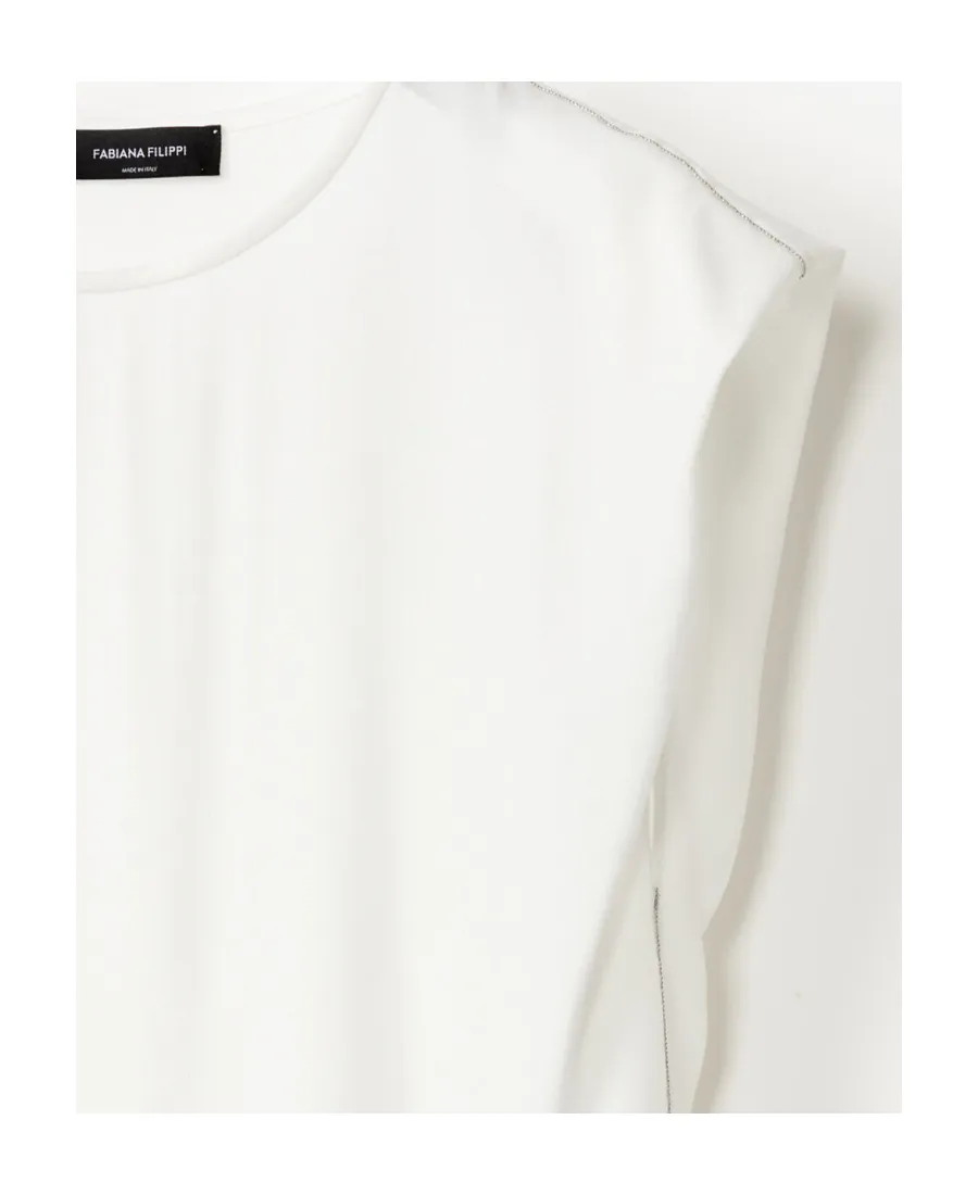 Beaded-Trim Crewneck Blouse