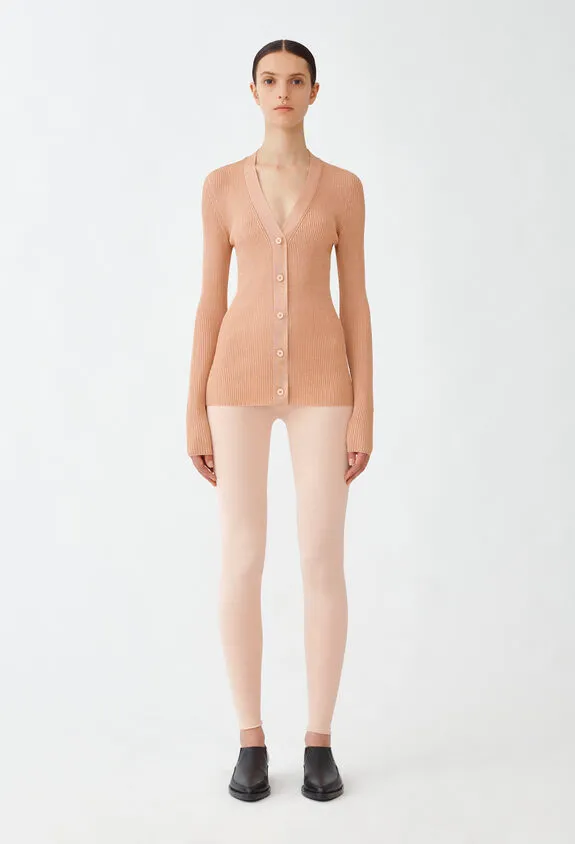 Metallic-Threading Ribbed-Knit Cardigan