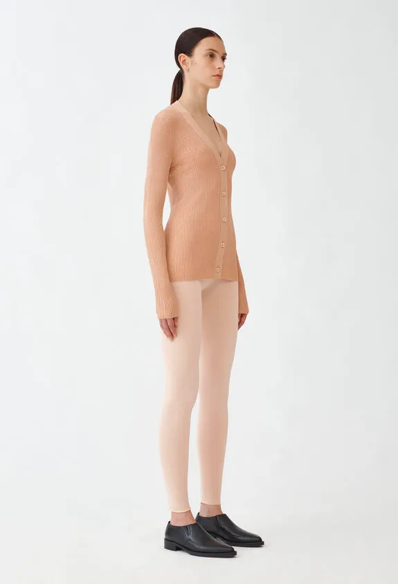 Metallic-Threading Ribbed-Knit Cardigan