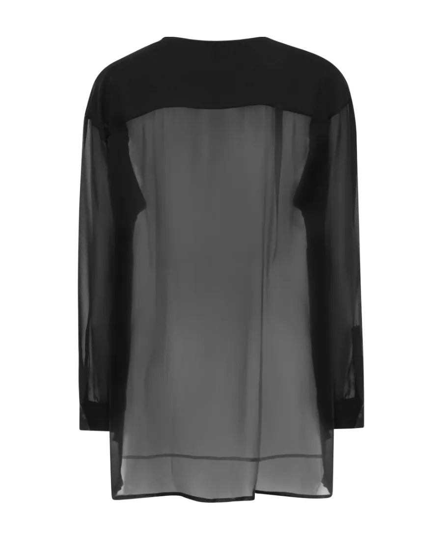 Sheer Sleeved Panelled Blouse