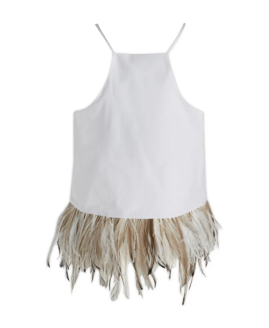 Feather Embellished Sleeveless Top