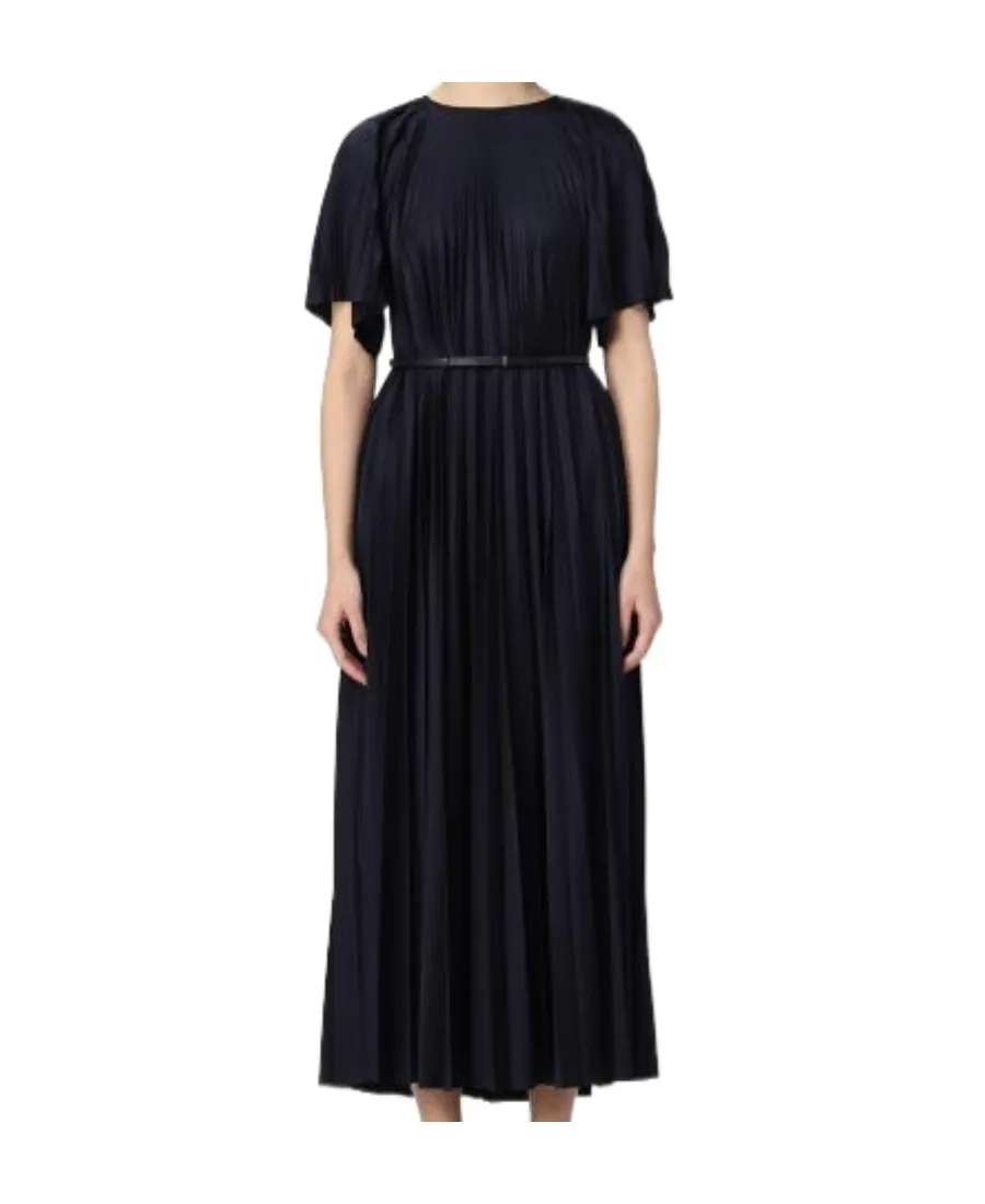 Pleated Round-Neck Dress