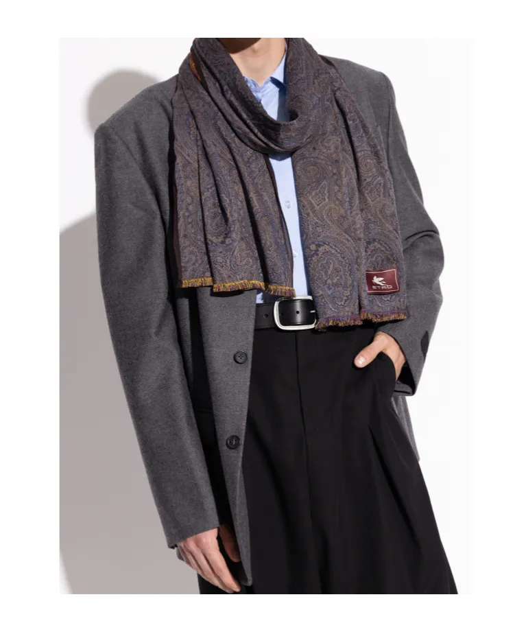 Logo Patch Frayed Edge Scarf