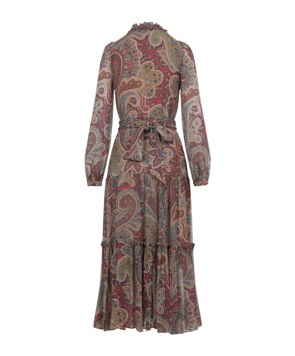Silk Crepon Paisley Dress