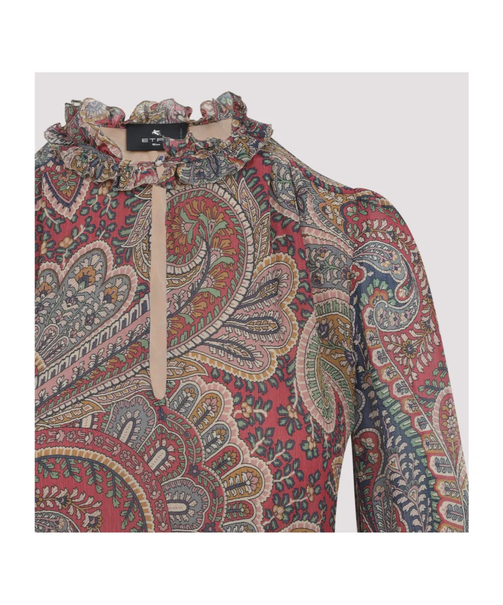 Silk Crepon Paisley Dress