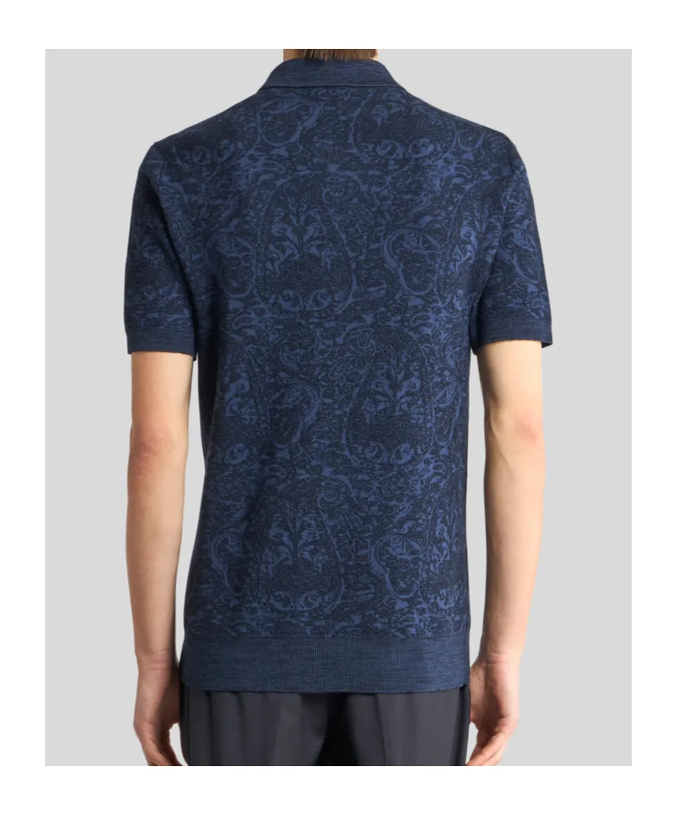 Cotton And Wool-Blend Jacquard Polo