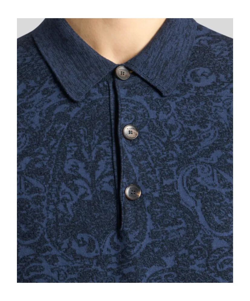 Cotton And Wool-Blend Jacquard Polo