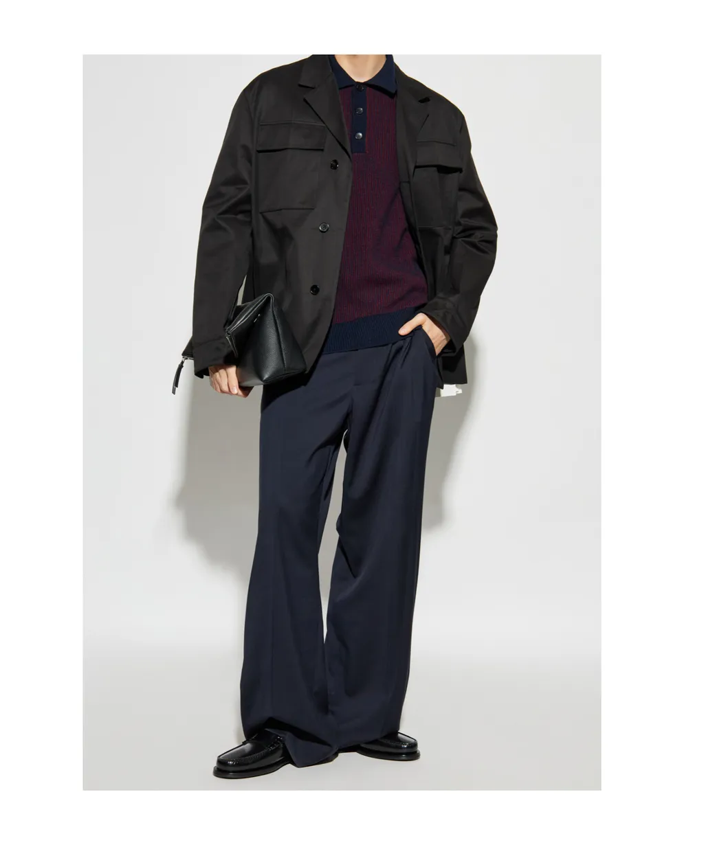 Striped Long-Sleeved Polo Shirt