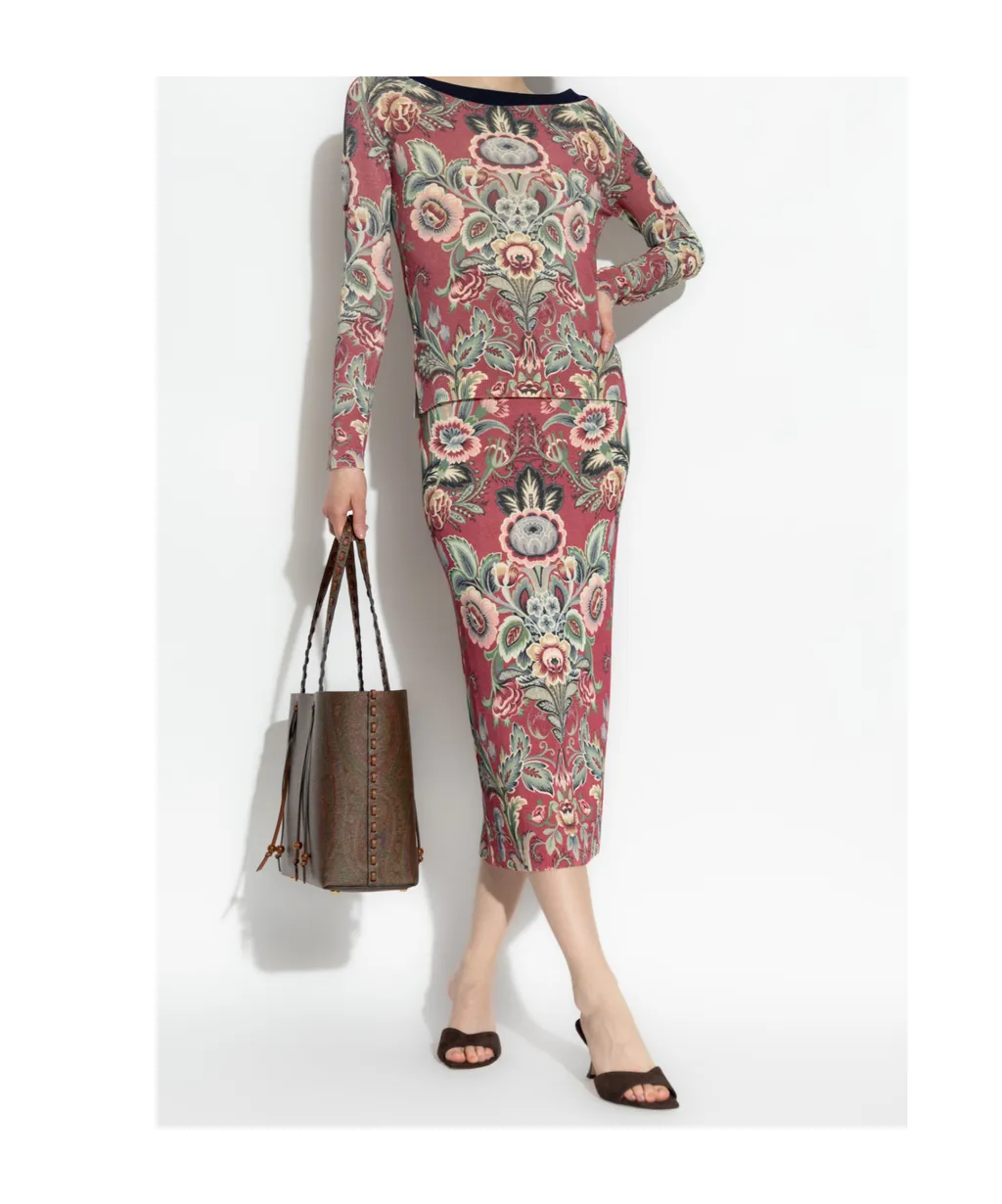 Patterned Midi Skirt