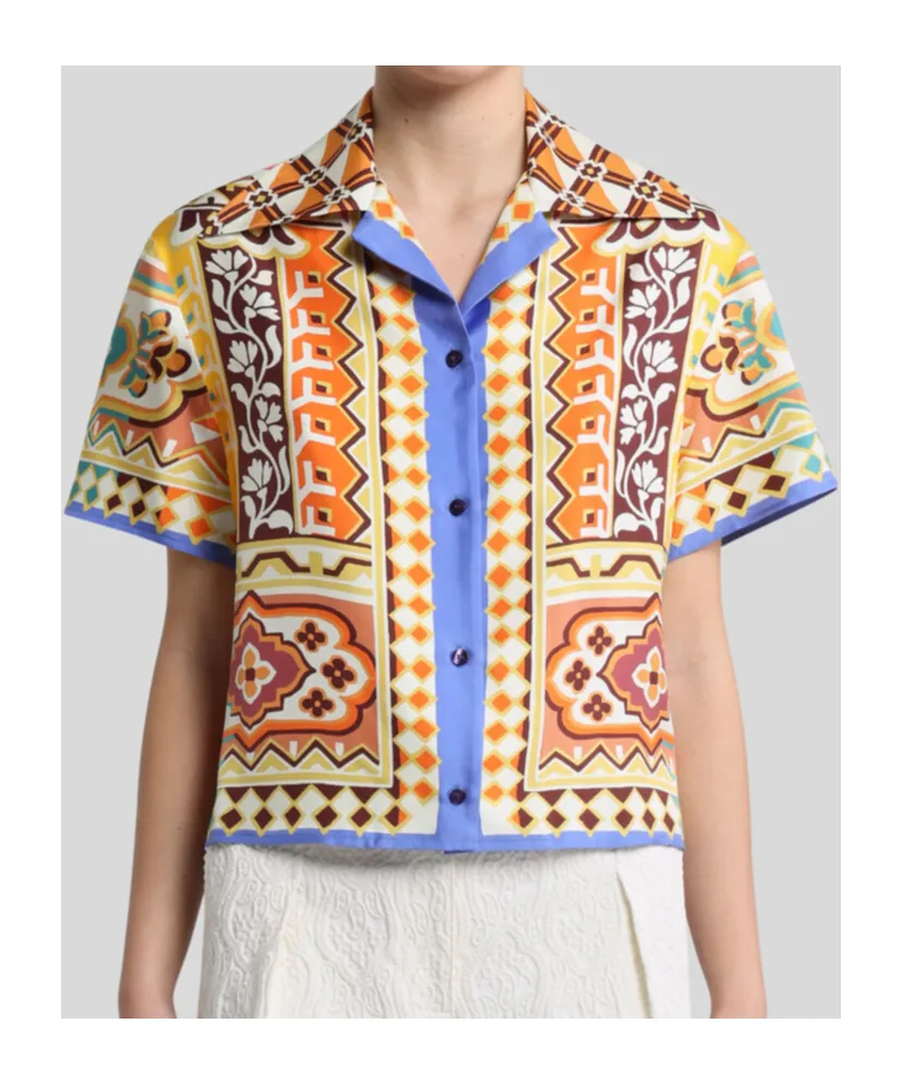 Floral Printed Bowling Shirt