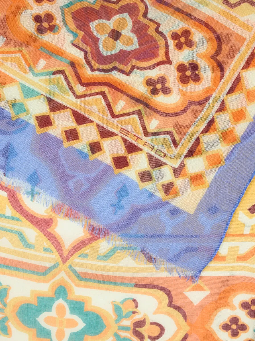 Paisley Printed Frayed Edge Scarf