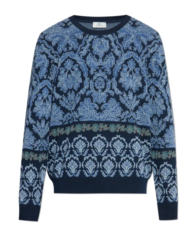 Decorative Pattern Crewneck Knitted Jumper