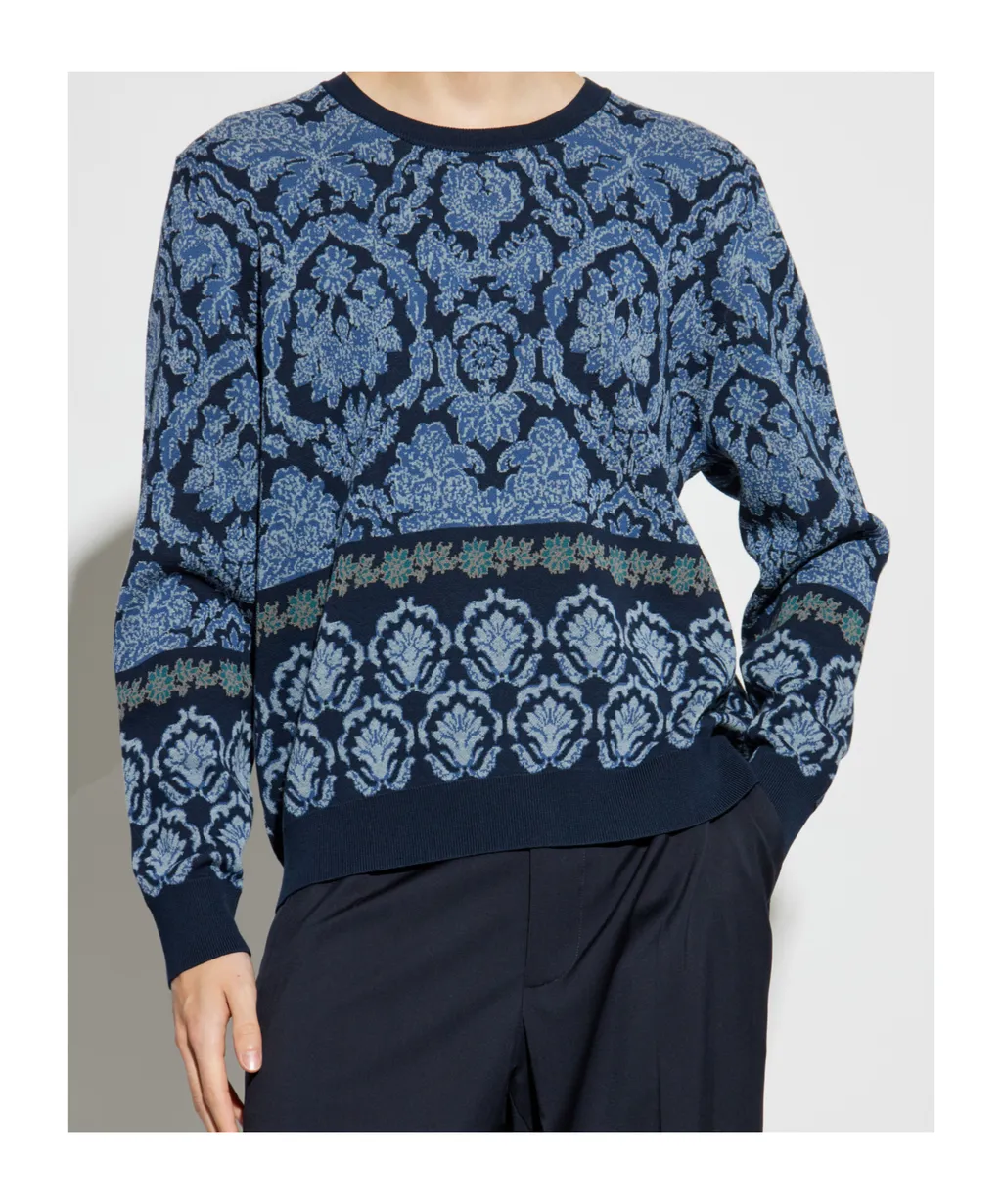 Decorative Pattern Crewneck Knitted Jumper