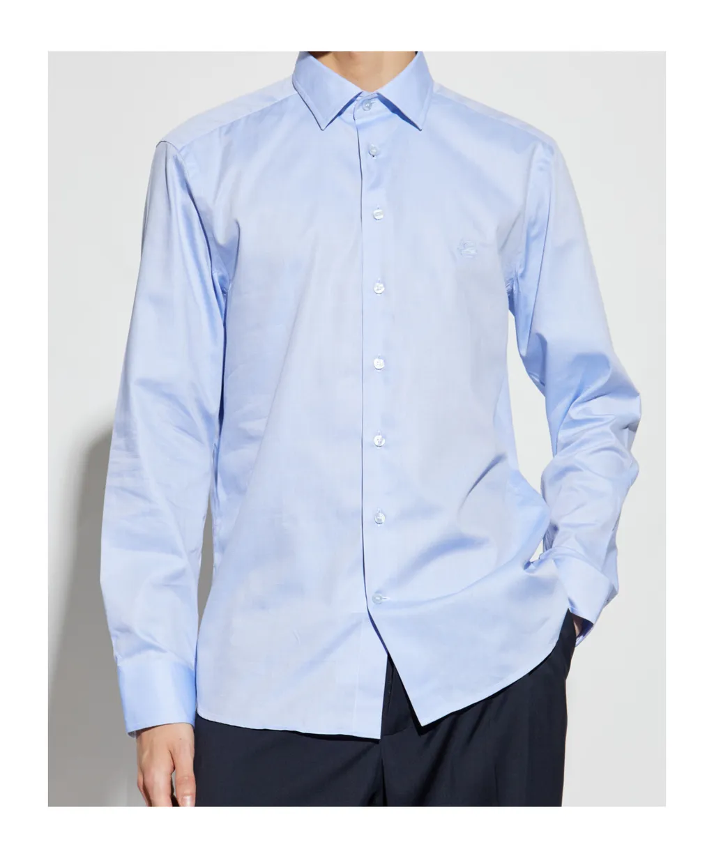 Logo Embroidered Long-Sleeved Shirt